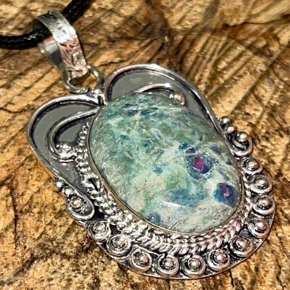 Self- Discovery Stone Ruby Fuchsite Pendant 2 1/4” - Picture 9 of 12